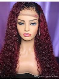 1b 99j Curly Ombre Two Tone Lace Front Wigs Ombre 99j Human Hair Full Lace Wigs For Black Women Colored Wigs Lace Front Wigs Thick Hair Styles