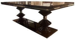 Art deco dining tables and chairs from designers like harry and lou epstein and hilles of london. Casa Padrino Luxury Art Deco Dining Table Dark Brown High Gloss Gold 220 X 110 X H 78 Cm Noble Dining Room Table Kitchen Table Art Deco Dining Room Furniture