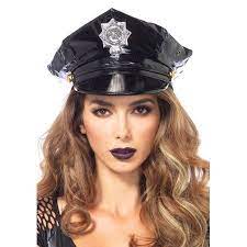 Leg Avenue Vinyl Police Hat O S Black Walmart Com Police Hat Police Officer Costume Costume Hats