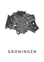 Groningen White Stadskaart Poster Kunst In Kaart Stadskaart Groningen Poster