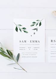 Minimal Leaf Wedding Invitation Double Sided Printable Wedding Invitation Foliage Classic Invitation Modern Wedding Chic Wedding Wedding Invitations Leaves Printable Wedding Invitations Wedding Invitations Rsvp Cards