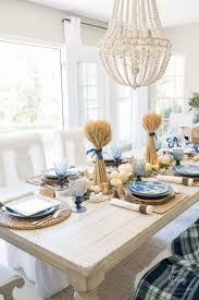 I love a blue and white themed tablescape. Casual Blue And White Thanksgiving Table