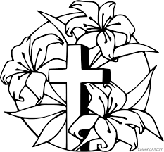 Free printable cross with flowers coloring page in vector format, easy to print from any device and automatically fit any paper size. Cross And Flowers Coloring Page Coloringall