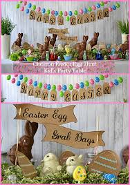 Create an adorable easter egg hunt scene with this layered pudding dessert. Chevron Easter Egg Hunt Kid S Party Table