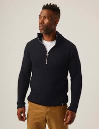Pure Merino Wool Ribbed Half Zip Jumper | Peregrine | M&S