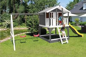 Stelzenhaus Tobi In Grau Mit Rutsche Schaukel Und Sandkasten Sandkasten Garten Pfahlbau Kinder Spielhaus Garten