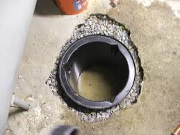 Place, or replace, some coarse gravel in the bottom of the hole, so that the sump liner sits flush with the basement floor when placed in the hole. Sump Pump Basin Installed And Filled With Rock Joe S Blog
