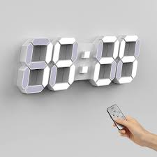 ✔ digital desk and wall clock with dual usb charger: Amazon Com 3d Led Wall Clock 15 Auto Adjustable Brightness With Remote Control Digital Alarm Clock For Bedroom Living Room Office Decor Night Light 12 24 Hour Display Date Temperature Looping Display Kitchen