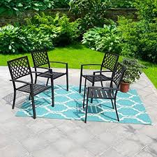 Phi Villa 7 Piece Patio Dining Set Patio Table And Chairs Are Made Of E Coating Metal Material An Outdoor Dining Chairs Outdoor Tables And Chairs Garden Chairs