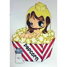 Closet Colourista Popcorn Chibi Colouring This One Made Me Hungry Lineart By The Talented Halfbakedyams P Chibi Coloring Pages Chibi Kawaii Disney