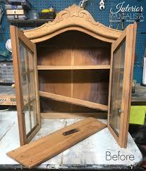 I have this cabinet that i am restoring but can't decide if i should keep it traditional. Whitewashed Vintage Wall Curio Cabinet Interior Frugalista