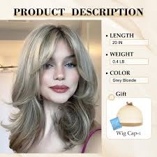 testar Grey Blonde Wigs With Curtain Bangs Shoulder Length Grey Wigs for  White Women, Short Curly Natural Synthetic Hair Wig for Party Cosplay Use  20IN : Beauty & Personal Care