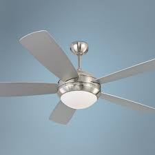 Three steel blades in brushed nickel finish complement the brushed nickel fan for a modern ceiling fan with an industrial aesthetic. 52 Monte Carlo Discus Brushed Steel Ceiling Fan W9067 Lamps Plus Ceiling Fan With Light Ceiling Fan Steel Ceiling