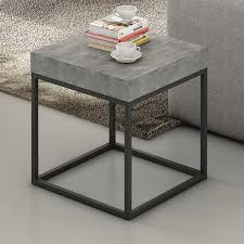This Petra Side Table Successfully Combines A Concrete Finish With A Simple Black Metal Str Black Metal Bedside Table Bedside Table Metal Concrete Coffee Table