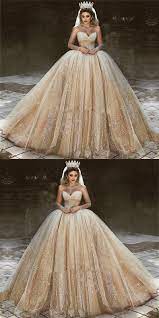 Long Gorgeous Luxury Champagne Gold Wedding Dresses Long Sleeves Sequ Sposab Brautkleid Lange Armel Champagnerfarbene Hochzeitskleider Brautkleid Prinzessin