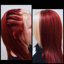 From fiery copper to deep auburn, red hair makes a bold statement, especially if your hair is long. Red Hair With Blonde Bangs Hair And Makeup By Jaidyn Brianne Red Blonde Hair Hair Color Hair Styles