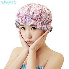 Want This Waterproof Women Shower Caps Bath Cap Vanorig Cute Double Layer Satin Lined Shower Cap For Women Shower Cap Shower Caps Caps For Women