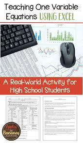 Teaching One Variable Equations With Excel Algebra Activities High School Algebra Lessons Technology Lesson Plans