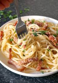Easy Bacon Carbonara Pasta Recipe With Parmesan Cheese And Eggs If You Like Pasta You Will Love This Bacon Carbonara Carbonara Pasta Easy Spaghetti Carbonara