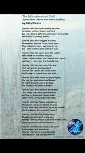The Misunderstood Child A Poem About Hidden Disabilities By Kathy Winters Kids Poems Disability Quotes Poetry For Kids