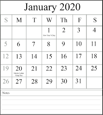 January Holidays 2020 Usa Uk Canada January 2020 Calendar With Holidays In 2020 Calendar Printables Free Calendar Template Monthly Calendar Template