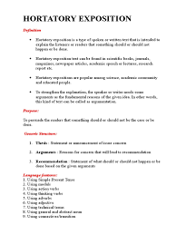 Notes on the generic structure of this hortatory exposition example firstly, we have to always remember that the social function of hortatory exposition text is driving the readers to act like the writer thought as stated in the text. Hortatory Exposition Rhetoric Grammatical Tense