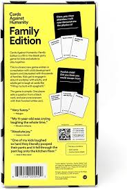 Each round, a player asks a question from a black card. Amazon Com Cards Against Humanity Family Edition The Actual Real Official Family Edition Of Cah Toys Games