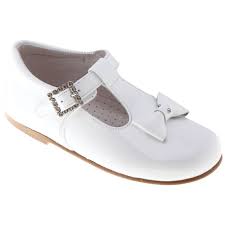 Baby And Toddler Girls White Patent Shoes With T Bar Design Cachet Kids