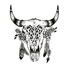 Black And White Deer Skull Tattoo Pony Gold Wild Free Bull Skull Tattoos Taurus Tattoos Skull Tattoos