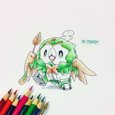 Rowlet In A Decidueye Onesie Art Inspiration Pokemon Pokemon Alola Cute Pokemon