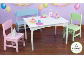 Little Nantucket Pastel Table Bench And Chair Set Kid Table Kids Table Chair Set Kids Table And Chairs