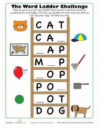 With beginners doing a ladder together is a great idea. Word Ladder Challenge Worksheet Education Com Word Ladders Phonics First Grade Phonics
