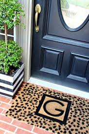Black And White Striped Doormat Rug Black And White Modern Decor Diy Door Mat Custom Monogrammed Door Mat Tutorial Cheetah Spots Stencil Front Door Mats Black Front Doors Front Door Makeover