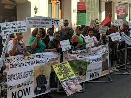 The bid to establish an autonomous state in southeastern nigeria sparked a civil war in which more than a million people died. Biafra Protesters Demand Nnamdi Kanu S Release At Buhari S Meeting With Queen Of England Nigeria News
