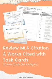 Mla Format 8th Edition Task Cards Print Digital Task Cards Task Cards Middle School Writing Lessons Middle School
