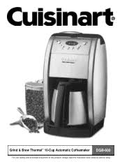 Cuisinart self grind coffee maker. Cuisinart Dgb 600bc Grind Brew Coffeemaker 6125173 Manual