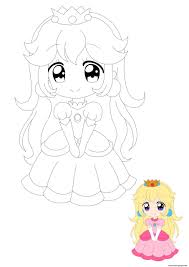 Printable princess peach coloring pages. Princess Peach Anime Coloring Pages Printable