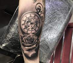 Photo Pocket Watch And Rose Tattoo By Alberto Escobar Photo 25376 Watch Tattoos Watch Tattoo Design Pocket Watch Tattoos