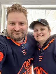 Game Day Photo! Game 6️⃣7️⃣/8️⃣2️⃣. The #Oilers' Quest for the Stanley Cup  continues! Picture taken earlier with Amanda this afternoon! Wearing  #OilCountry BLUE and ORANGE as LOUD and PROUD as we can!