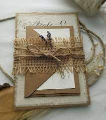 Rustic Burlap Country Wedding Invitation Set Lavender Boho Script Twine Fabric Invitati Rustic Burlap Wedding Rustic Wedding Invitations Burlap Country Wedding