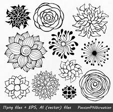 Big Set 44 Hand Drawn Flowers Clipart Flower Element Flower Flower Drawing Hand Drawn Flowers Flower Silhouette