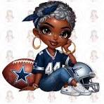 Cartoon Girl Football Fan African American Cowboys Silver ...