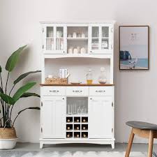 Hutches add storage space, style, and organization to your dining room, kitchen, or any room with our expertly handcrafted hutch cabinets, breakfronts, buffet credenzas. Buy Giantex Buffet Hutch Cabinet Kitchen Hutch Sideboard Buffet Cabinet On Storage Island Wood Kitchenware Server With 3 Large Drawers And 9 Wine Bottle Modulars White Online In Turkey B08bk11fxq