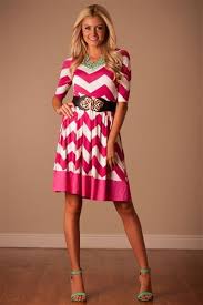 Fuchsia White Chevron Modest Dress Affordable Modest Boutique Clothes For Women Trendy Modest Ch Modest Dresses Church Dresses For Women Affordable Dresses