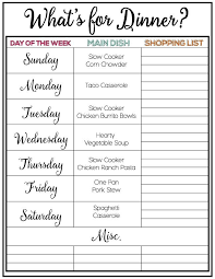 Weekly Menu Plan Meal Planning Printable Weekly Meal Planning Printable Weekly Dinner Menu