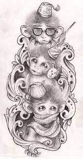Monkey See No Evil Hear No Evil Speak No Evil Drawing Monkey Tattoos Monkey Tattoos Evil Tattoo Monkey Art