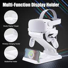 Amazon.com: VR Stand 3 in 1 Multi-Function Display Charging Dock and  Organizer for Oculus Quest 1/2 Oculus Rift S, Oculus Rift Meta Quest Pro  with Wireless Charger for Airpods and Mobiles :