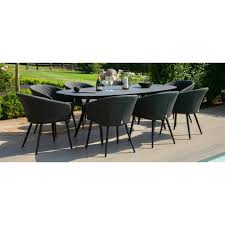 Outdoor dining table and chairs 8 seater. Maze Lounge Outdoor Fabric Ambition 8 Seat Oval Dining Set Charcoal