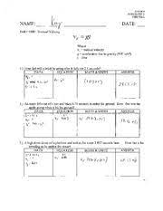 For the following problems, show all work and write the answers in the correct blank. Science Physics 1 Pine Bush Senior High School