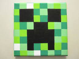 Minecraft Creeper Painting On Canvas By Nestalgicbits On Etsy 40 00 Kids Canvas Painting Painting Minecraft Canvas Painting Diy